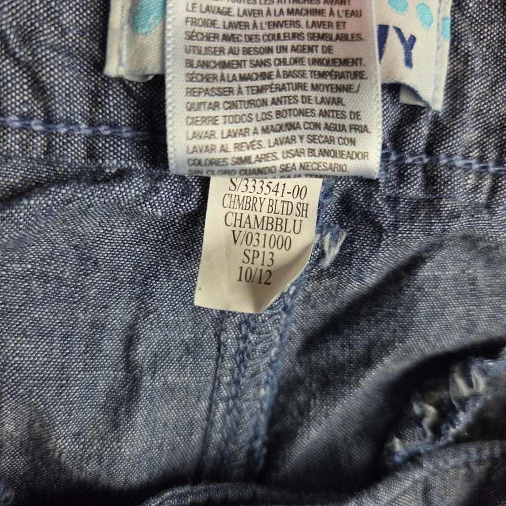 Old Navy Chambray Belted Shorts Women's 14 Blue Adjustable Waist Cotton